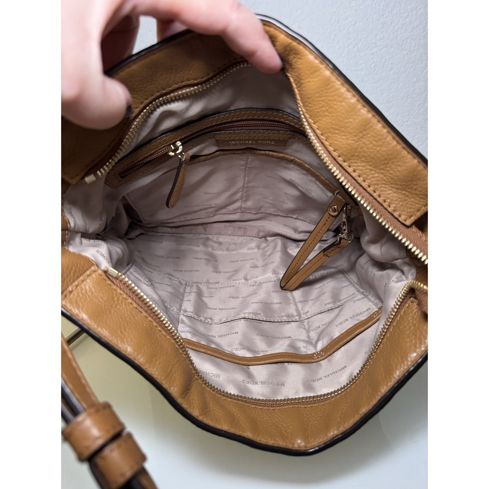 Michael Kors Camel Brown Tasseled Crossbody Purse Braid Strap Design Western - Picture 14 of 16
